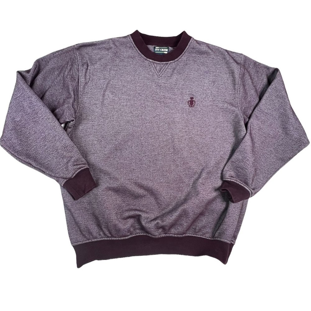 Vtg Ivy Crew Crewneck Sweatshirt Pullover Large Burgundy Crest Preppy Collegiate